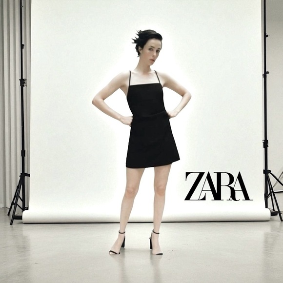 Zara Dresses & Skirts - ZARA, Black Mini Dress With Adjustable Open Back, Small